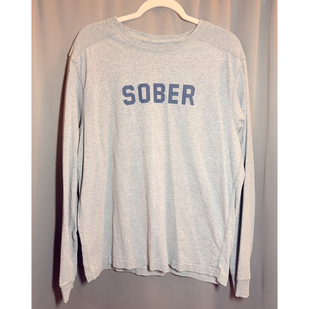 Vintage Y2K Abercrombie & Fitch Gray Long Sleeve Shirt XL "SOBER" Spell Out Rare